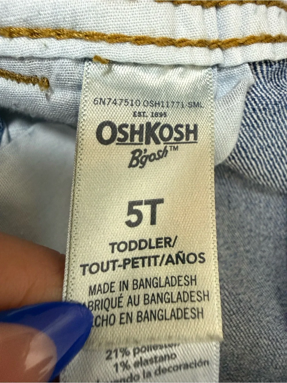 OshKosh B’gosh Denim Overalls Boys Blue Classic 5T